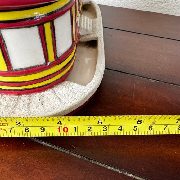 Diner Bird Feeder Glazed Hand Painted 2PC Ceramic Outdoor Retro Hangable Whimsy - Picture 13 of 14